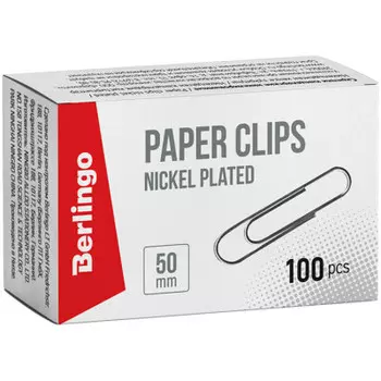 Скрепки Berlingo 50мм 100шт никелированные 116000