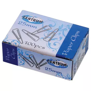 Скрепки Centrum 100шт 25мм треугольные никель 80074