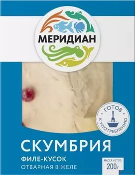 Скумбрия отварная в желе 200 г меридиан