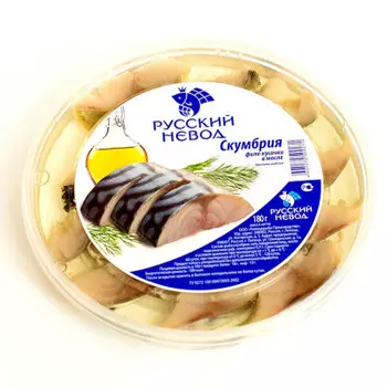 Скумбрия русский невод 180 г филе-кусочки в масле