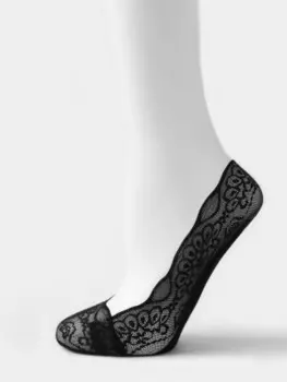 Следки женские ойман капроновые с силиконом 1 пара ажур черный 8013