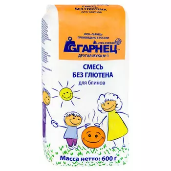 Смесь мучная гарнец 600 г для блинов без глютена