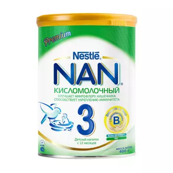 Смесь нан-3 400г молочко премиум кисломолочное с 12 месяцев