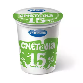 Сметана 400г 15% стакан экомилк