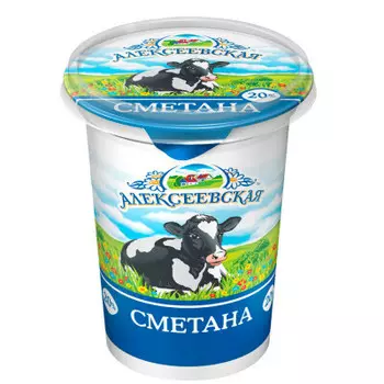 Сметана 400г 20% Алексеевский МКК