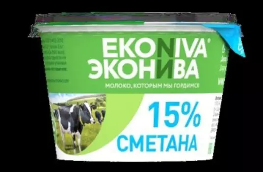 Сметана эконива 200г 15% стакан