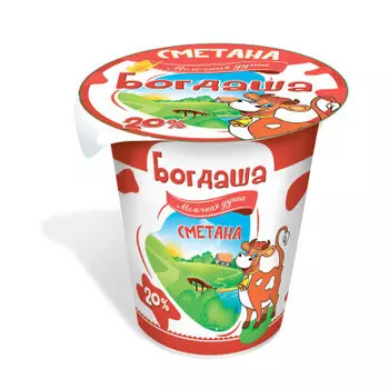 Сметана богдаша 350г 20% стакан