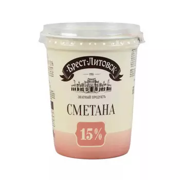 Сметана брест-литовск 315 г 15% стакан