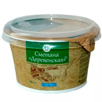 Сметана деревенская 180г 15% стакан