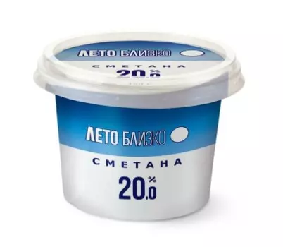Сметана лето близко 180 г 20% стакан