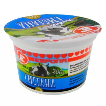 Сметана Люблю 200г 15% стакан