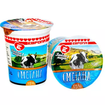 Сметана Люблю Жизнь 400г 15%
