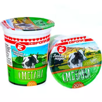 Сметана Люблю Жизнь 400г 20%