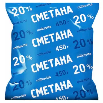 Сметана милкавита 450 г 20% пленка беларусь