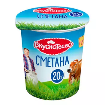 Сметана вкуснотеево 300г 20% стакан