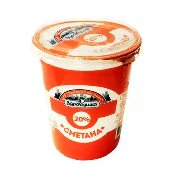 Сметана здравушка 400 г 20% стакан