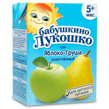 Сок бабушкино лукошко 200 мл яблоко груша осветленный с 5 месяцев