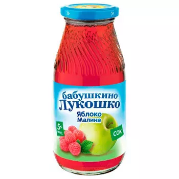 Сок бабушкино лукошко 200мл яблоко малина с 5 месяцев стекло