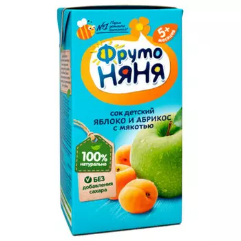 Сок фрутоняня 200мл яблоко и абрикос с мякотью с 5 месяцев