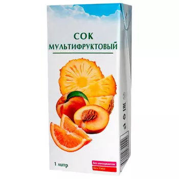 Сок мультифруктовый 100% 1л тетра пак