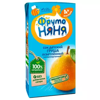 Сок осветленный гипоаллергенный ФрутоНяня груша с 4 месяцев 200мл