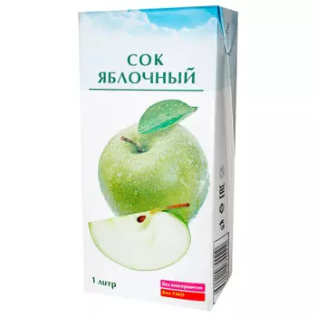 Сок яблочный 100% 1л тетра пак