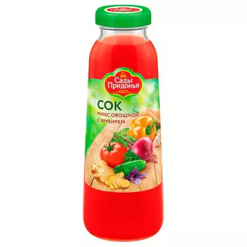 Сок сады придонья 0,3л мультиовощной с имбирем востановленный ст/б