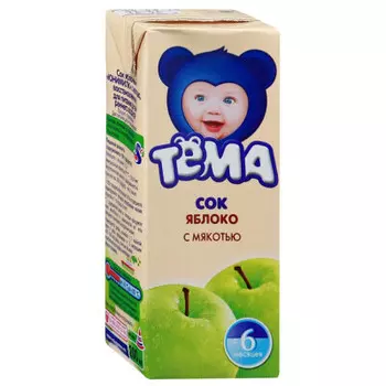 Сок тема 200мл яблоко с мякотью с 6 месяцев