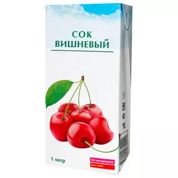 Сок вишневый 100% 1л тетра-пак