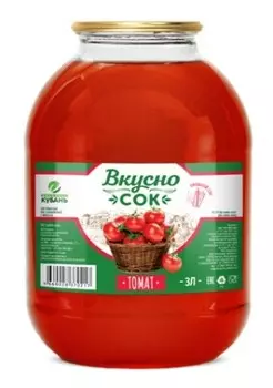 Сок вкусносок 3 л томатный с солью и мякотью ст/б