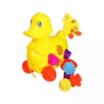 Сортер-каталка рыжий кот уточка 18 см*15 см*21 см длина веревки 20 см в сетке и-1666