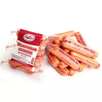 Сосиски молочные гост в целлофане г/уп мясной продукт кат.б царь-мясо