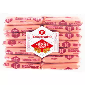 Сосиски молочные стандарт п/а продукт мясной кат.в колбасное изделие владпродукт