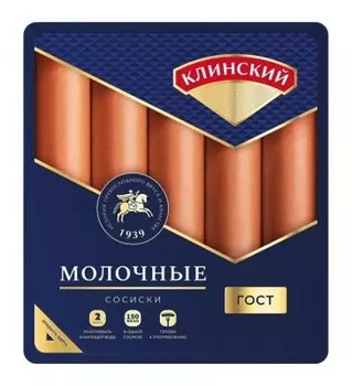 Сосиски молочные в/уп 470 г кат.б мясной продукт клинский м-т