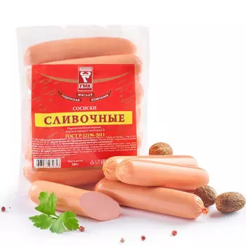 Сосиски сливочные 500г изделие колбасное вареное мясное губкин
