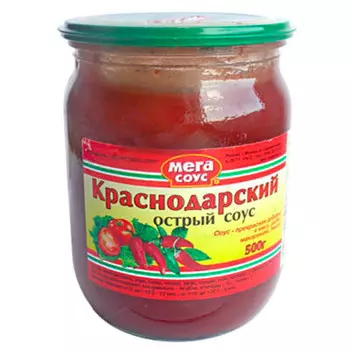 Соус мега-соус 500г краснодарский острый ст/б