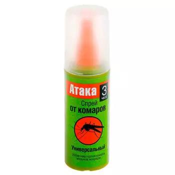 Спрей атака 100мл от комаров универсальный