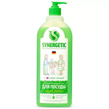 Средство биоразлагаемое для мытья посуды, детских игрушек синергетик 1000 мл яблоко