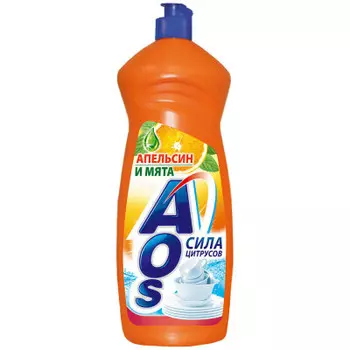 Средство для мытья посуды AOS 900г апельсин и мята