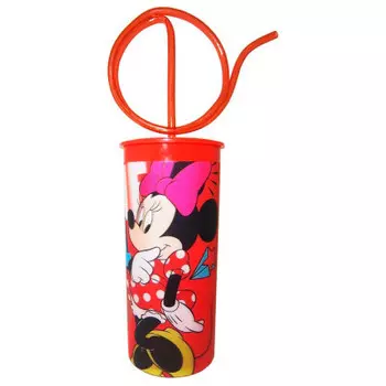 Стакан 330 мл дисней минни витая трубочка крышка
