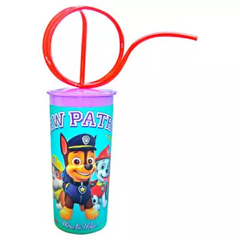 Стакан 330мл щенячий патруль витая трубочка крышка