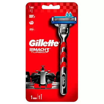 Станок Gillette Mach-3 Turbo с 1 кассетой красный