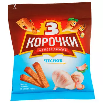 Сухарики три корочки 40г чеснок