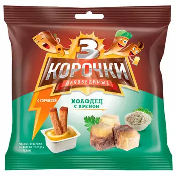 Сухарики Три Корочки холодец с хреном и горчицей 60г
