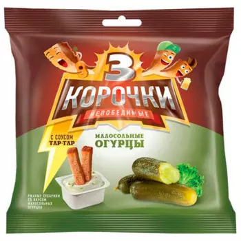 Сухарики Три Корочки малосольные огурцы с соусом тартар 60г