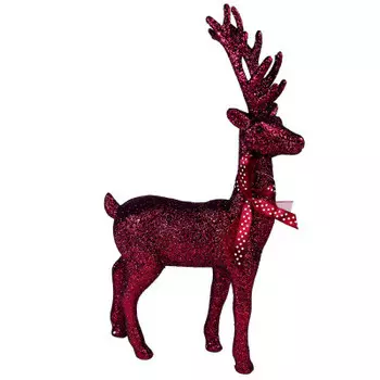 Сувенир декоративный там-там мерцающий олень с бантом бургунди 11.5 х4х22 см d562 bw-gl