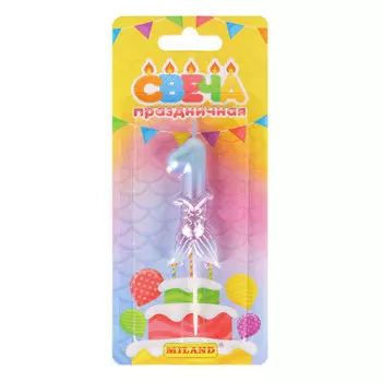 Свеча для торта миленд русалка фиолетовая цифра 1 с-7229