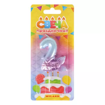 Свеча для торта миленд русалка фиолетовая цифра 2 с-7230