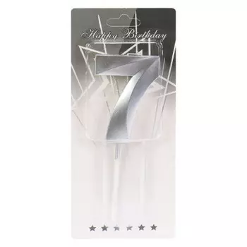 Свеча для торта миленд серебряный стиль цифра 7 с-2979