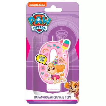 Свеча для торта нд плэй щенячий патруль цифра 0 с героем для девочек